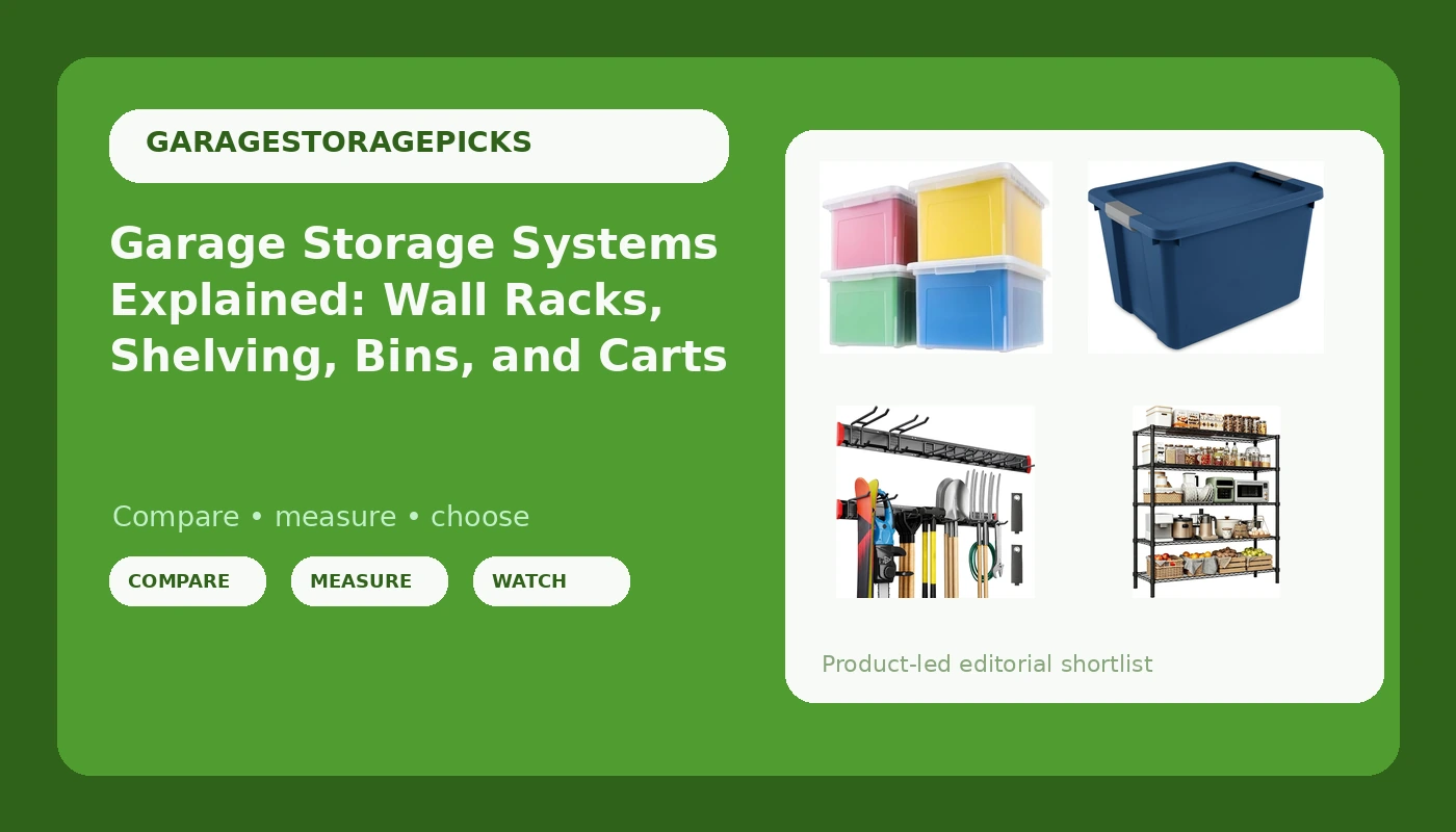 Garage Storage Systems Explained: Wall Racks, Shelving, Bins, and Carts