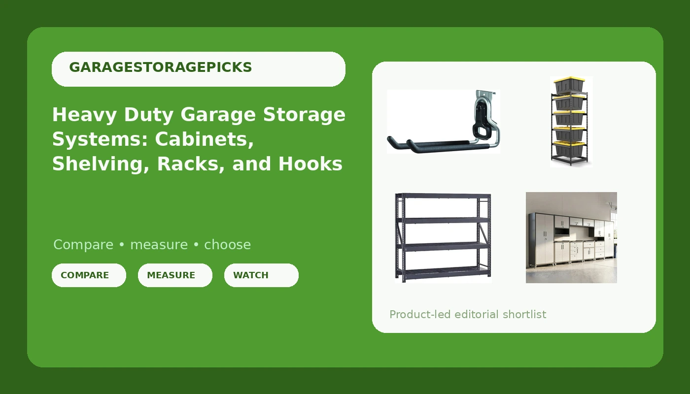 Heavy Duty Garage Storage Systems: Cabinets, Shelving, Racks, and Hooks