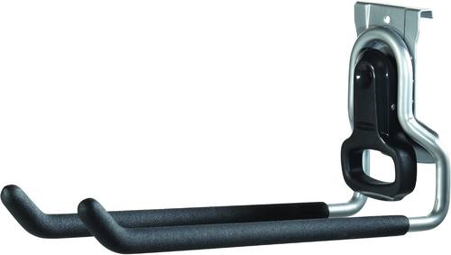 Rubbermaid FastTrack Garage Organization Multi-Purpose Hook, 50 lbs Capacity, Satin Nickel, Wall Mounted Storage System, Direct Mount into Rail for Home Organization