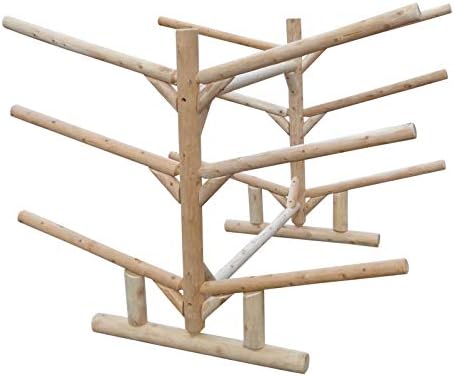 2 Canoes + 4 Kayak/SUP Log Racks, Freestanding Log Kayaks Garage Storage Rack, Canoe Stand, Surfboard Racks, SUP Paddle Board Holder, Sport Outdoor