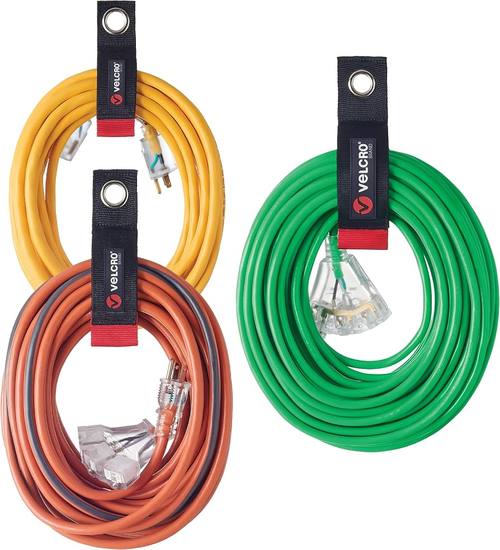 VELCRO Brand Easy Hang Extension Cord Holder Straps Variety Pack, Black