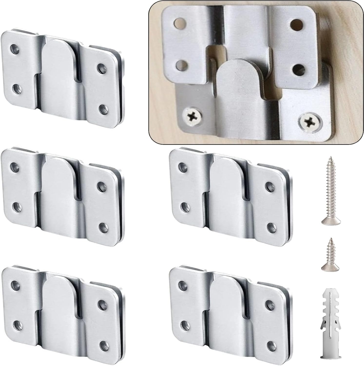 Flush Mount Bracket with Screws 6 Sets Hanging Buckle Kit
