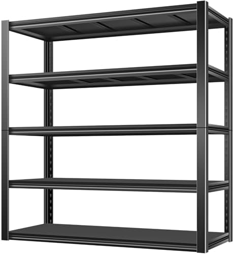 BILT HARD 2750LBS 48" W x 24" D x 72" H Garage Shelving, 5-Shelf Industrial Storage Shelves Heavy Duty, Metal Shelving Units with Adjustable Shelf, Steel Utility Shelves, Black