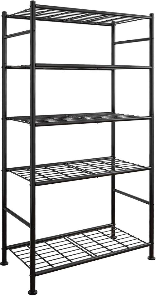 Sakugi Storage Shelves, 5 Tier Shelf Organizer, Heavy Duty Garage Shelving Unit, Black