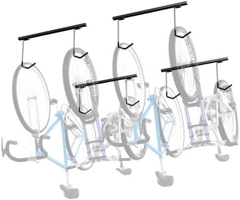 WALMANN Ceiling Mounted Bike Rack for Garage, Ceiling Bike Storage | for 4 Bikes(Horizontally)/8 Bikes(Vertically), Adjustable Bike Hooks for Road, Mountain Bikes : Sports &amp; Outdoors