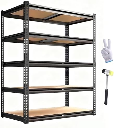 Garage Storage Shelves 72'',Ajustable Garage Shelving Units, Storage Shelves Heavy Duty, Metal Shelving for Basement, Warehouse, Workshop, Pantry, Closet, 2400 LBS, 16" D x 35.5" W x 72" H