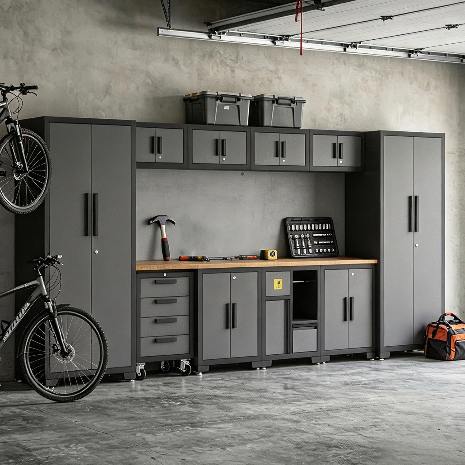 Torin Garage Storage Cabinets System, 12-Pcs Workshop Cabinet Set in Black